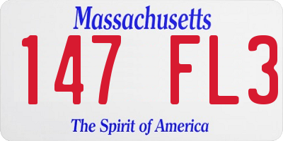 MA license plate 147FL3