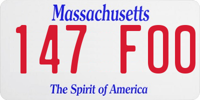 MA license plate 147FO0