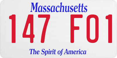 MA license plate 147FO1