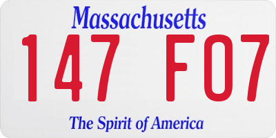 MA license plate 147FO7