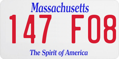 MA license plate 147FO8