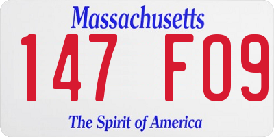 MA license plate 147FO9
