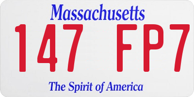 MA license plate 147FP7