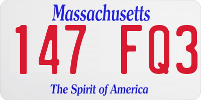 MA license plate 147FQ3