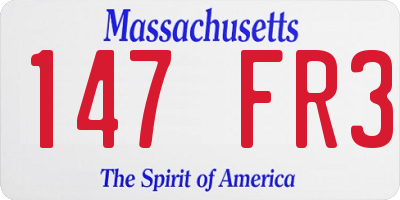 MA license plate 147FR3