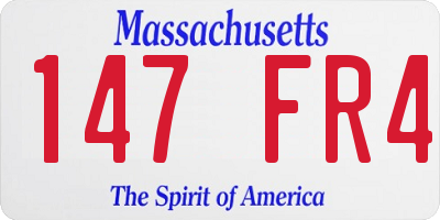 MA license plate 147FR4