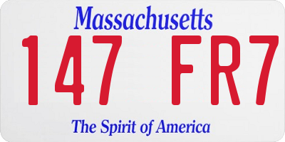 MA license plate 147FR7