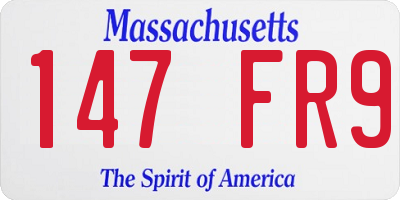 MA license plate 147FR9
