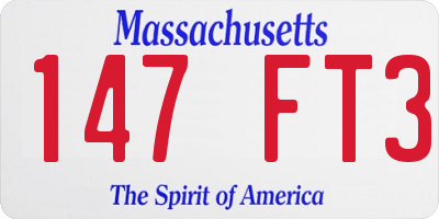 MA license plate 147FT3