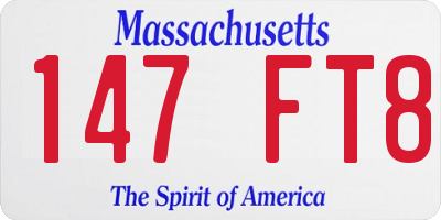 MA license plate 147FT8