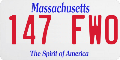 MA license plate 147FW0