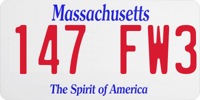 MA license plate 147FW3