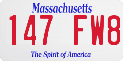 MA license plate 147FW8