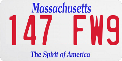 MA license plate 147FW9