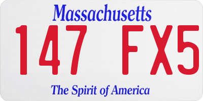MA license plate 147FX5