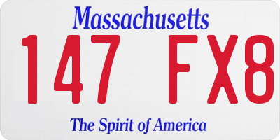 MA license plate 147FX8