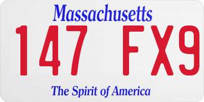 MA license plate 147FX9