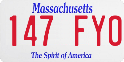 MA license plate 147FY0