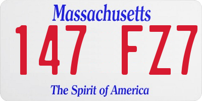MA license plate 147FZ7