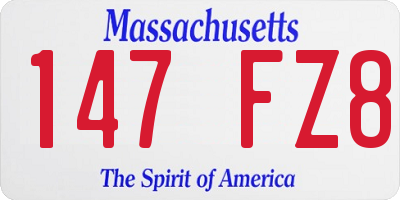 MA license plate 147FZ8