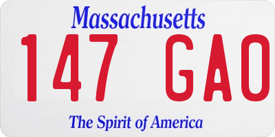 MA license plate 147GA0
