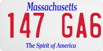 MA license plate 147GA6