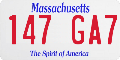 MA license plate 147GA7