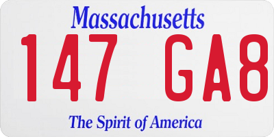 MA license plate 147GA8