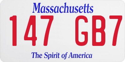 MA license plate 147GB7