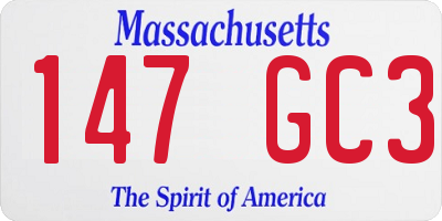 MA license plate 147GC3