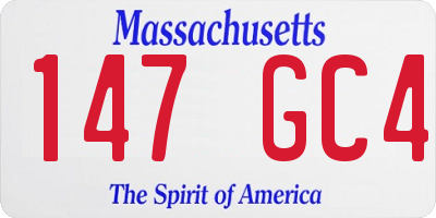 MA license plate 147GC4