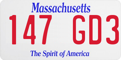 MA license plate 147GD3