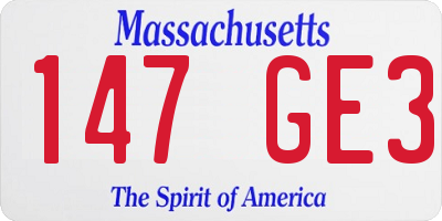 MA license plate 147GE3