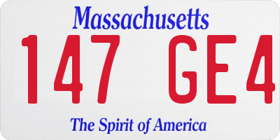 MA license plate 147GE4