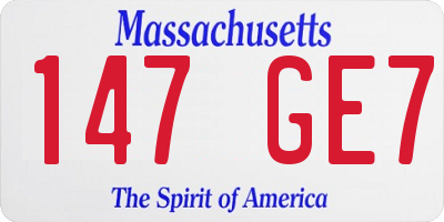 MA license plate 147GE7