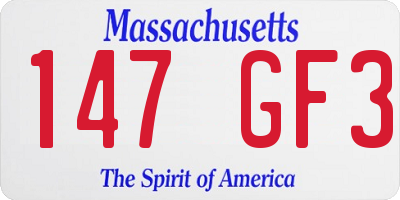 MA license plate 147GF3