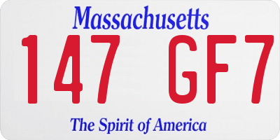 MA license plate 147GF7
