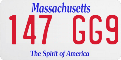 MA license plate 147GG9