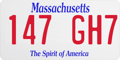 MA license plate 147GH7