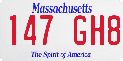 MA license plate 147GH8