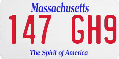 MA license plate 147GH9