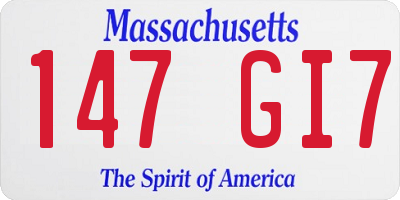 MA license plate 147GI7