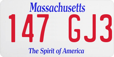 MA license plate 147GJ3