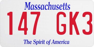 MA license plate 147GK3