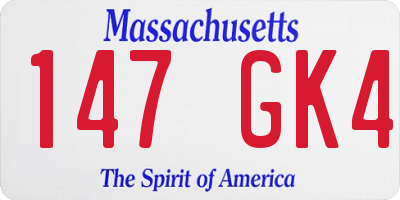 MA license plate 147GK4