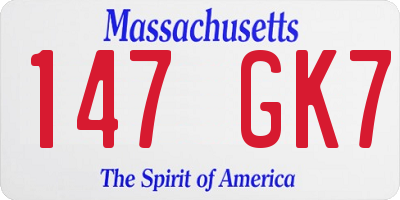MA license plate 147GK7
