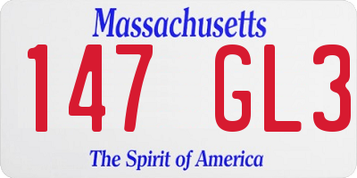 MA license plate 147GL3