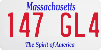 MA license plate 147GL4