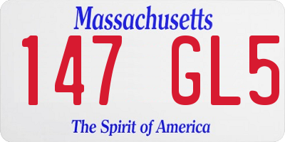 MA license plate 147GL5