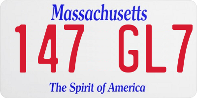 MA license plate 147GL7